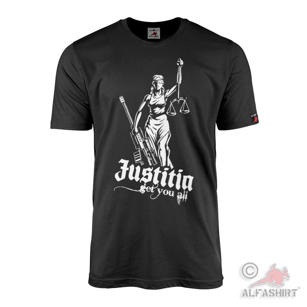 Justitia get you all Justiz Beamter Cal 50 Gewehr Gerechtigkeit T-Shirtt#45299