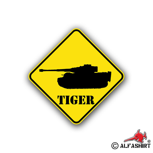 Sticker Tiger Attention Tank Crest Shield Division 10x10cm A737