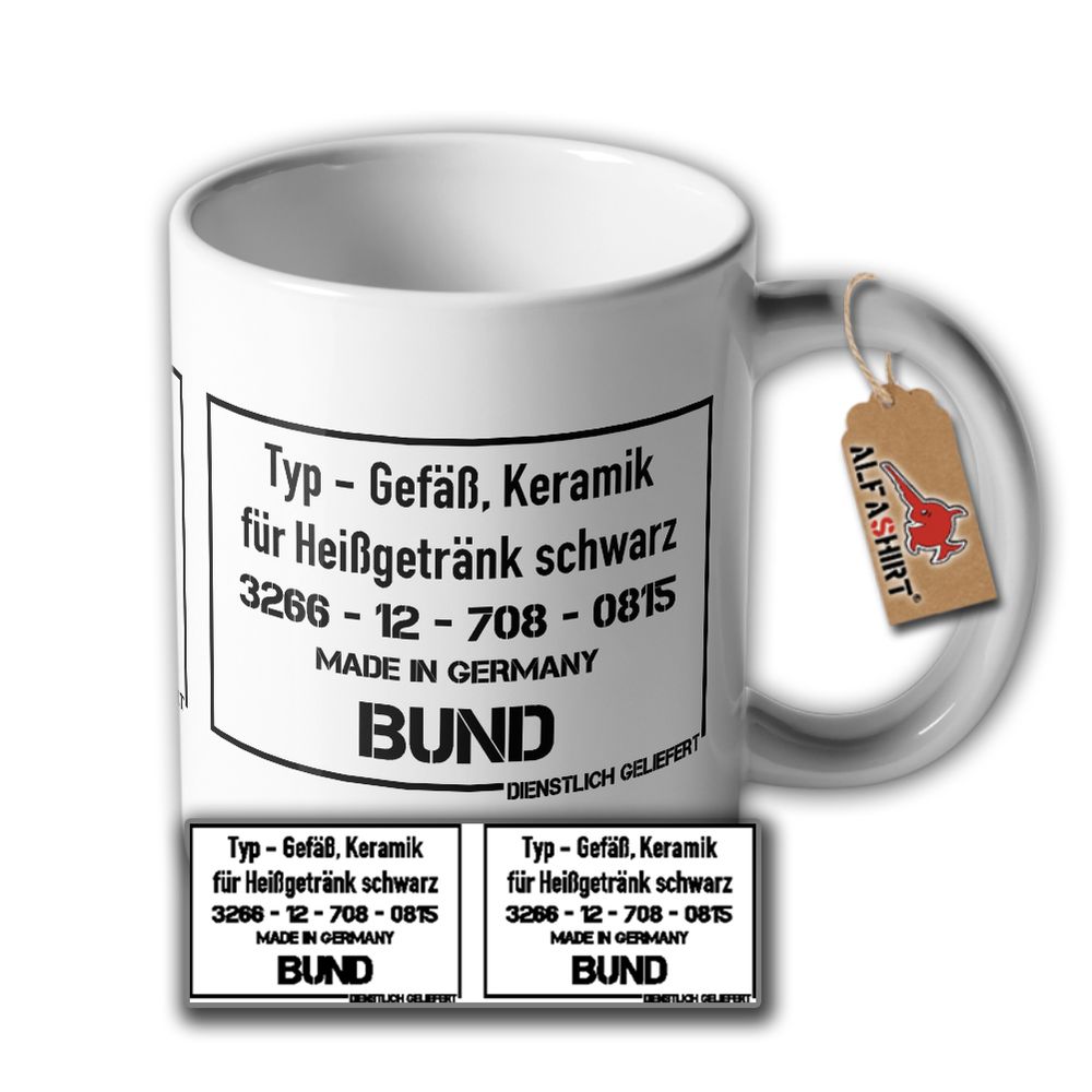 Gefäß keramik für heißgetränk schwarz Doppelseitig Kaffee Bundeswehr #34612