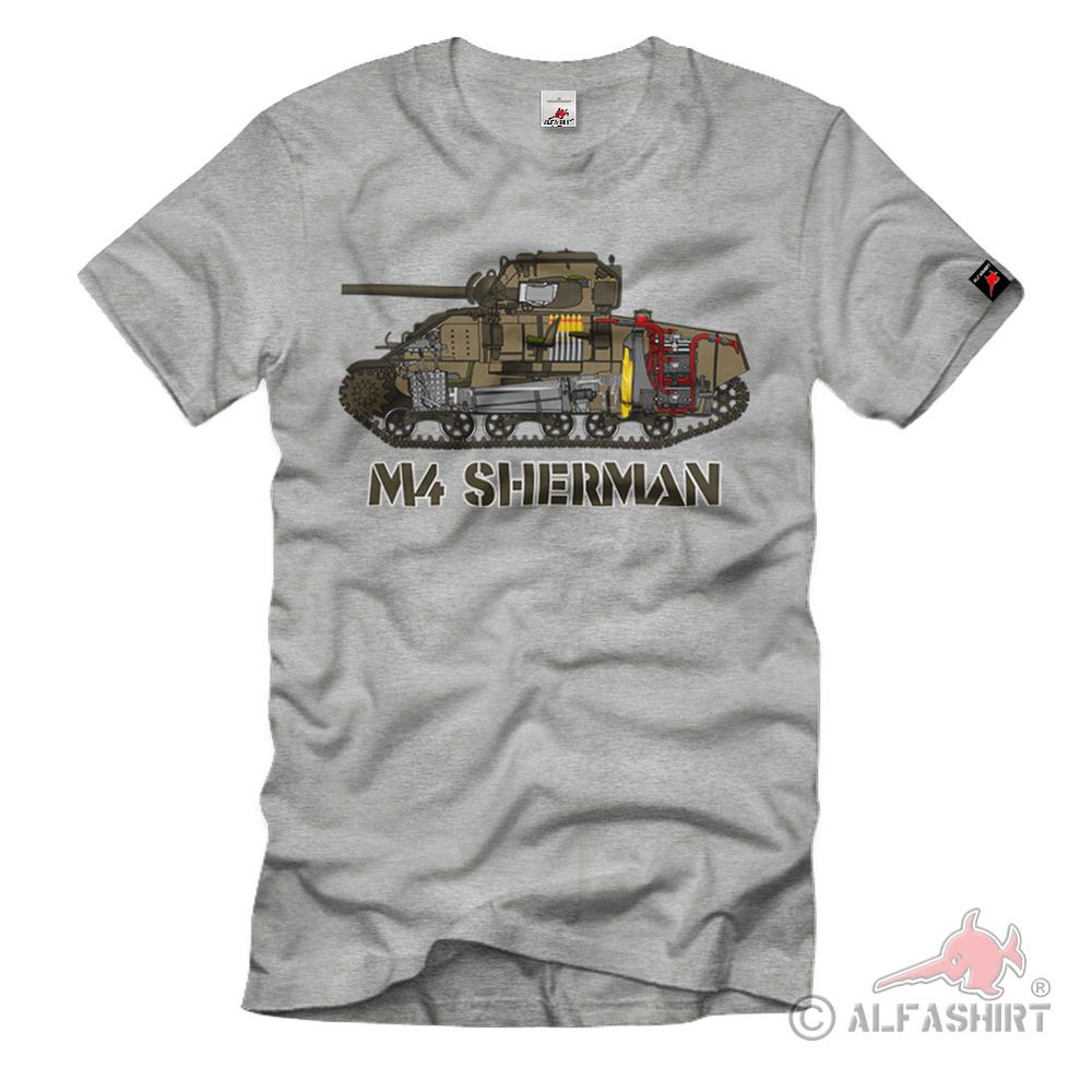 M4 Sherman Querschnitt Tank Techniche Zeichnung Baupan WW2 Motor T-Shirt#37153