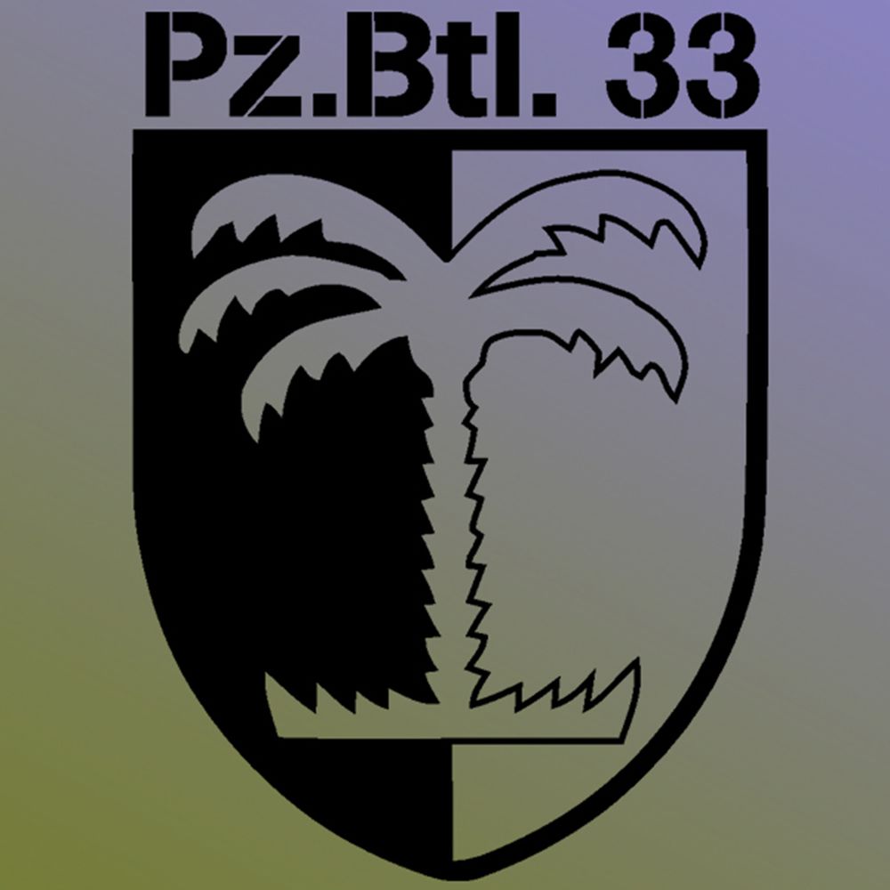 Sticker - PzBtl 33 Tank Battalion Badge (white, 21x30cm) # A122
