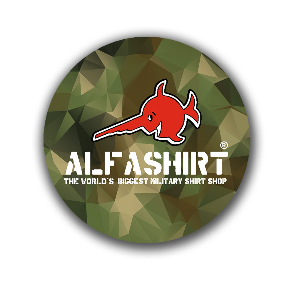 Alfashirt Team Sticker 7x7cm BW Camouflage Polygon Military Merch Swordfish #A6453