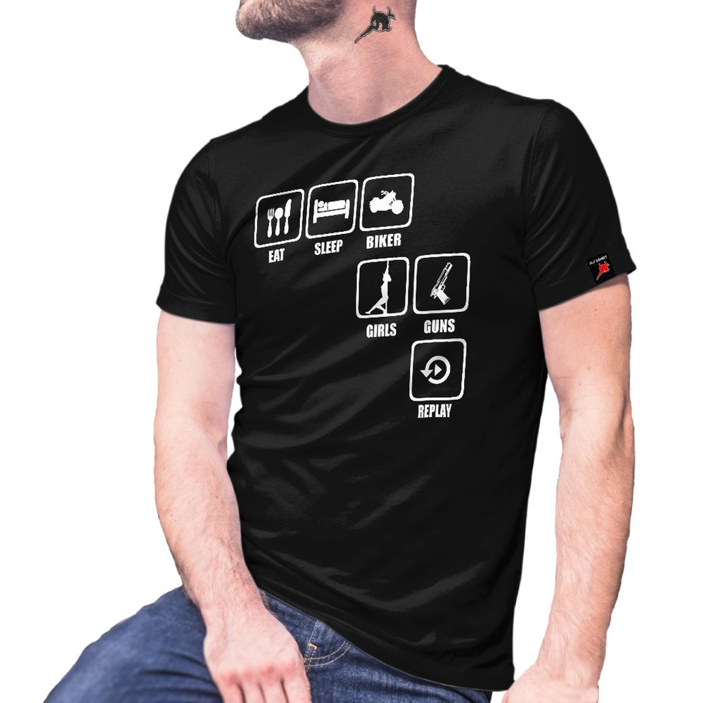 Eat Sleep Biker Rocker Biker Motorradzubehör Chopper Angel T-Shirt#29038