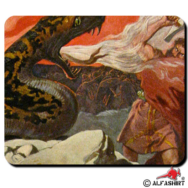 Thor Midgardschlange Hel Fenriswolf Loki Kampf Ragnarök Mauspad #16120