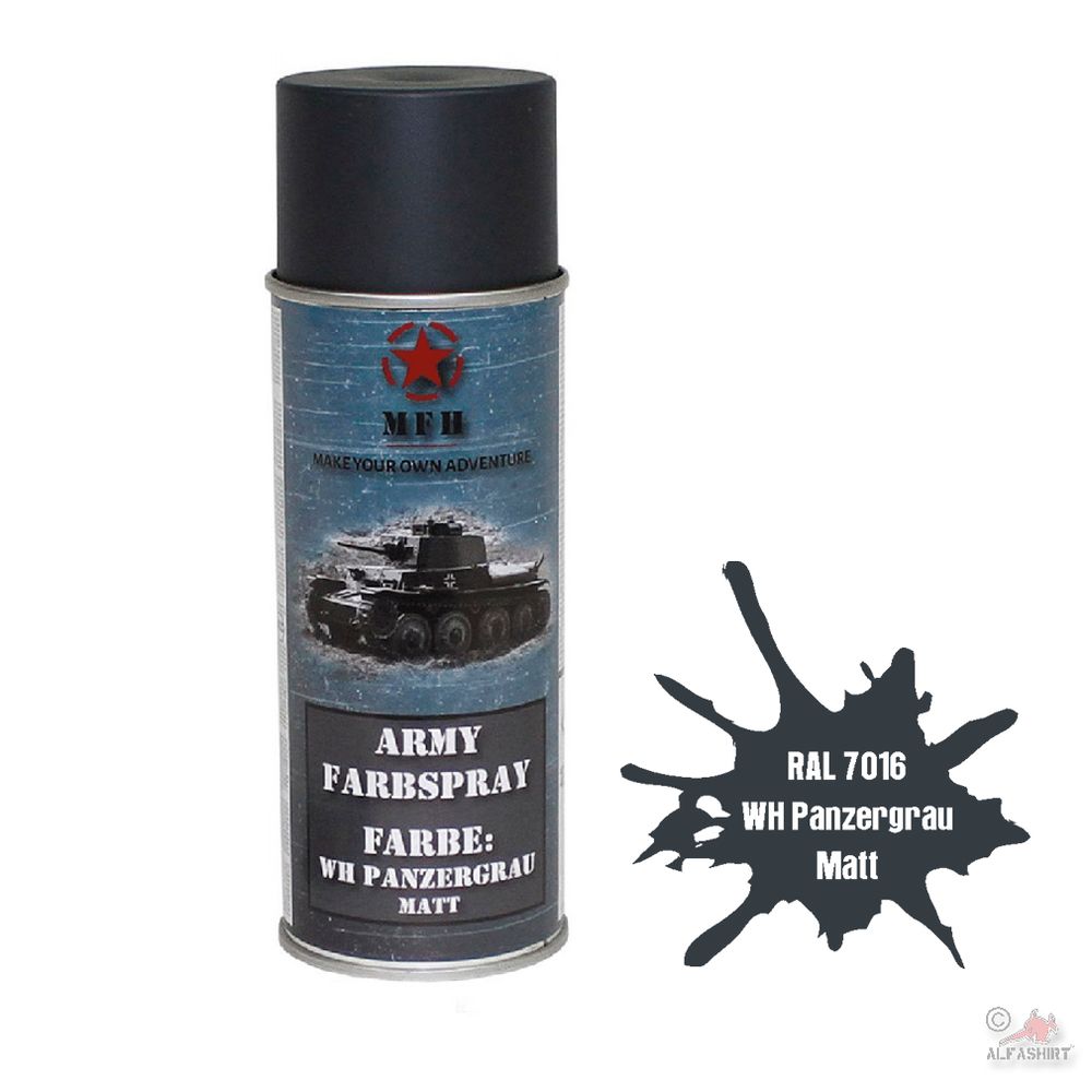 Army Farbspray RAL 7016 WH Panzergrau Anthrazitgrau Marine Wehr Militär #31737