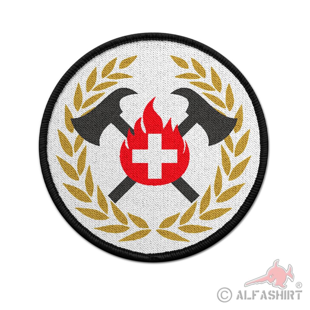 Patch Swiss fire brigade laurel wreath Switzerland rescue badge 90mm # 37253