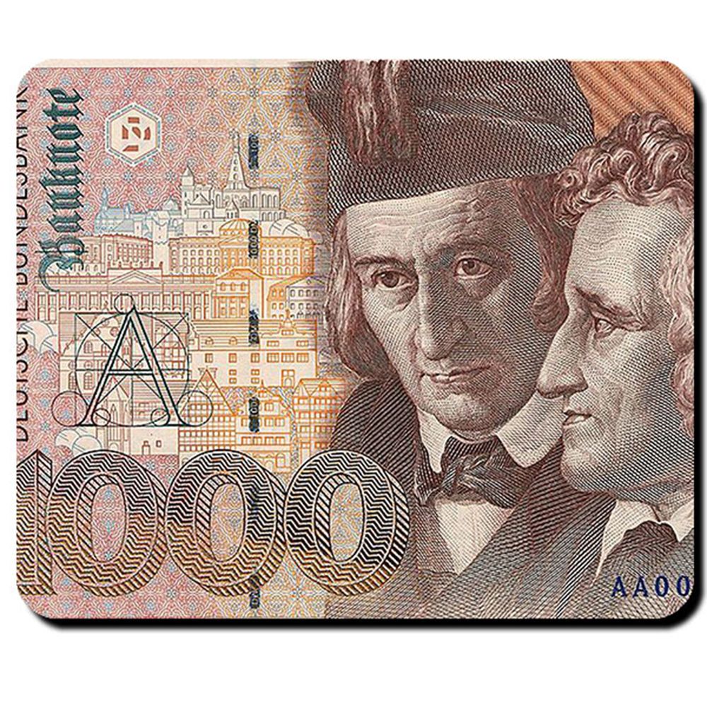 1000 Mark Deutsche Mark Geldschein Banknote Währung Brüder Grimm Mauspad #16349