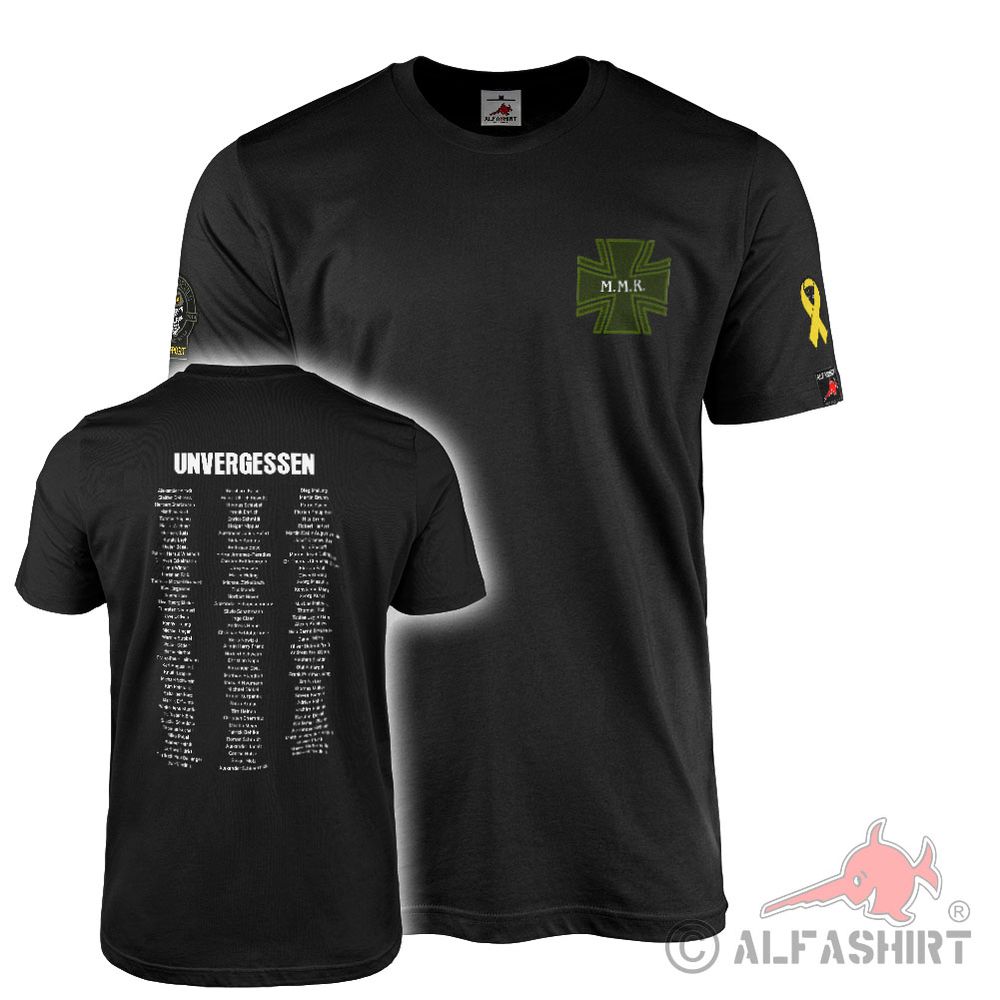 T-Shirt Green Devils Supporter MMR Missing Men Run Unvergessen Gelbe Schleife#44636
