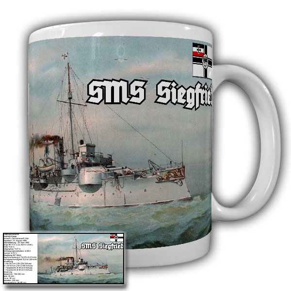 Tasse SMS Siegfried mit Daten Schiff Küstenpanzerschiff Kaiserlich#21761