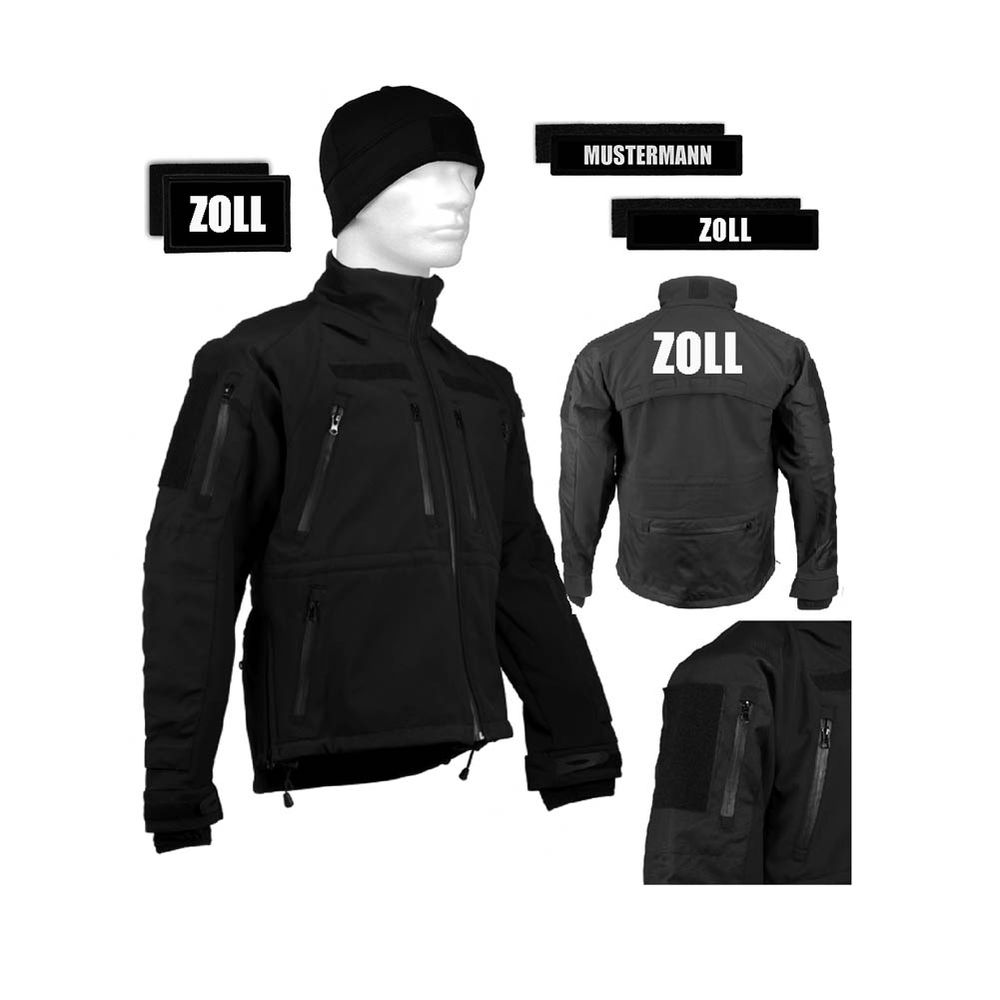 Zoll Komplett Set  Gestickt Jacke Mütze Aufnäher Namenschild Softshell #30349