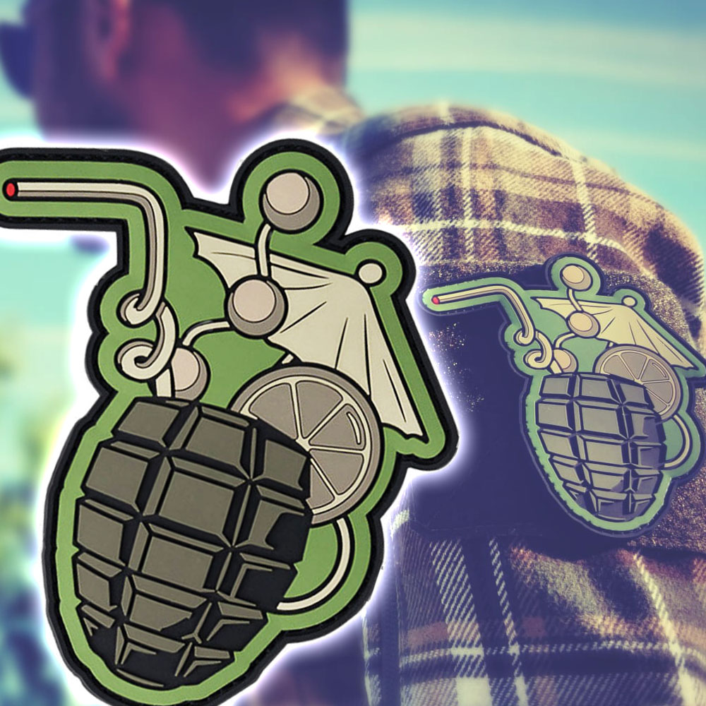 3D Rubber Patch PVC Cocktail Hand Granate Grenade Sommer Summer Urlaub  #44674