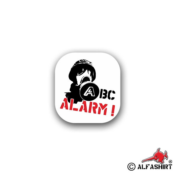 Aufkleber/Sticker ABC Alarm Schutzmaske biologisch chemische Stoffe 6x7cm A1716