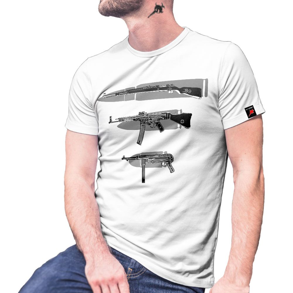 Handfeuer Waffen 2WK Karabiner 98k Stgw 44 Maschinenpistole - T Shirt #27671