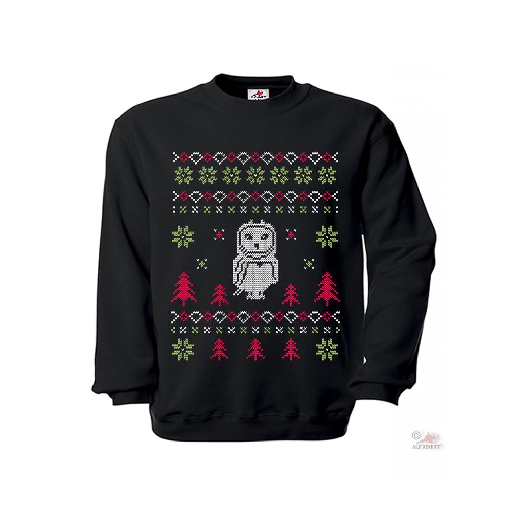 Pullover Merry Christmas Eule Weihnachten Weihnachtsmotiv Eule Schnee #35817
