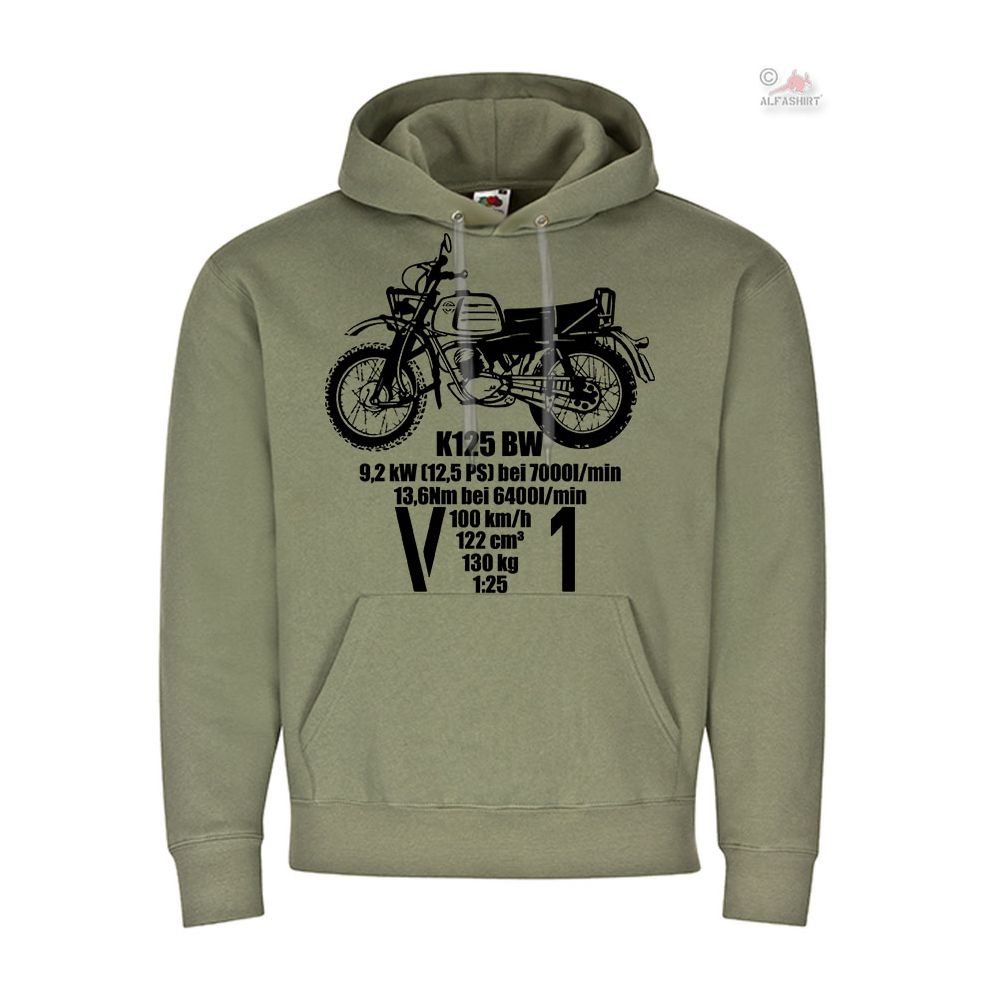 V1 K125 BW Motorrad BW Version Daten Maschine Oldtimer Bike Hoodie #19592