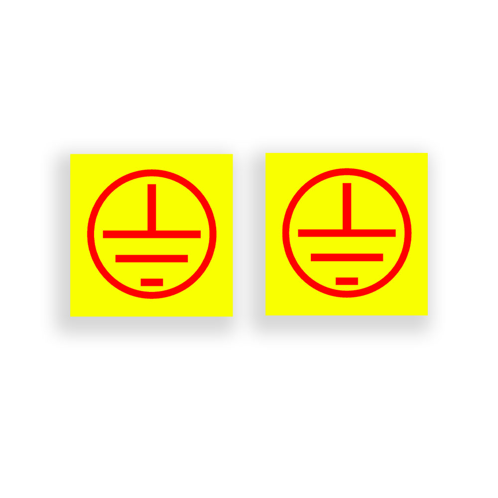 Aufkleber Sticker 2er Set je 3x3cm Erdungssymbol Erdung Funker Funk SEM 25 A6088