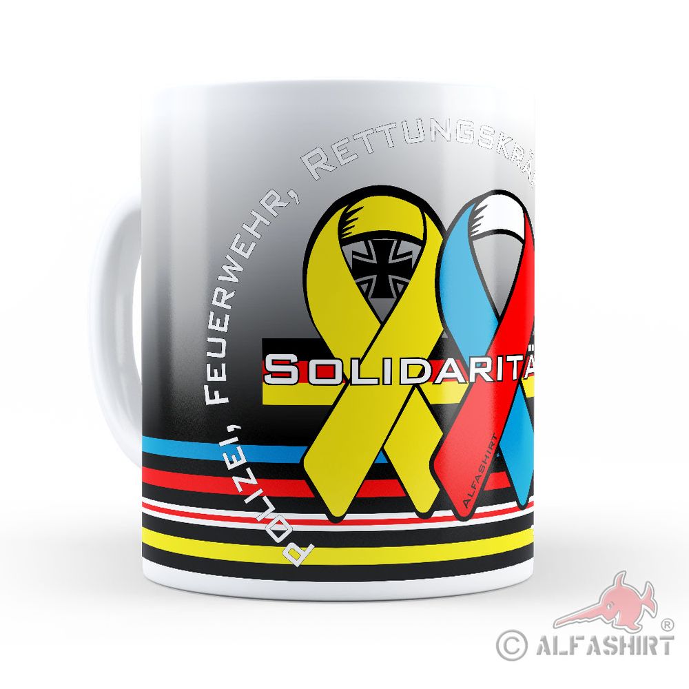 Tasse Solidarität Schleife Polizei Feuerwehr Bundeswehr Rettungskräfte #39264