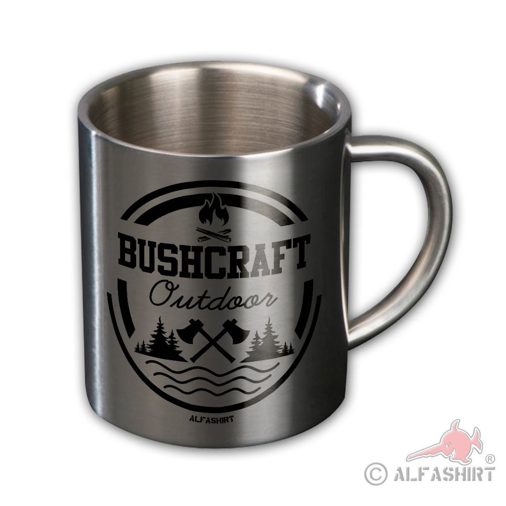 Metalltasse Becher für Outdoor Abenteuer Bushcraft Lagerfeuer Feuer Axt #43334