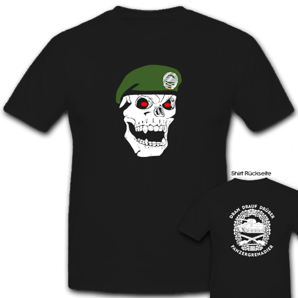 Panzergrenadier PzGren Dran Drauf Drüber Bundeswehr Skull - T Shirt #6389 