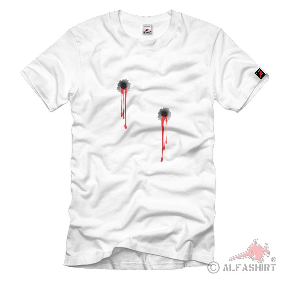 Einschusslöcher Einschuss Löcher Gewehr Kugeln Blut - T Shirt Herren weiß #2252