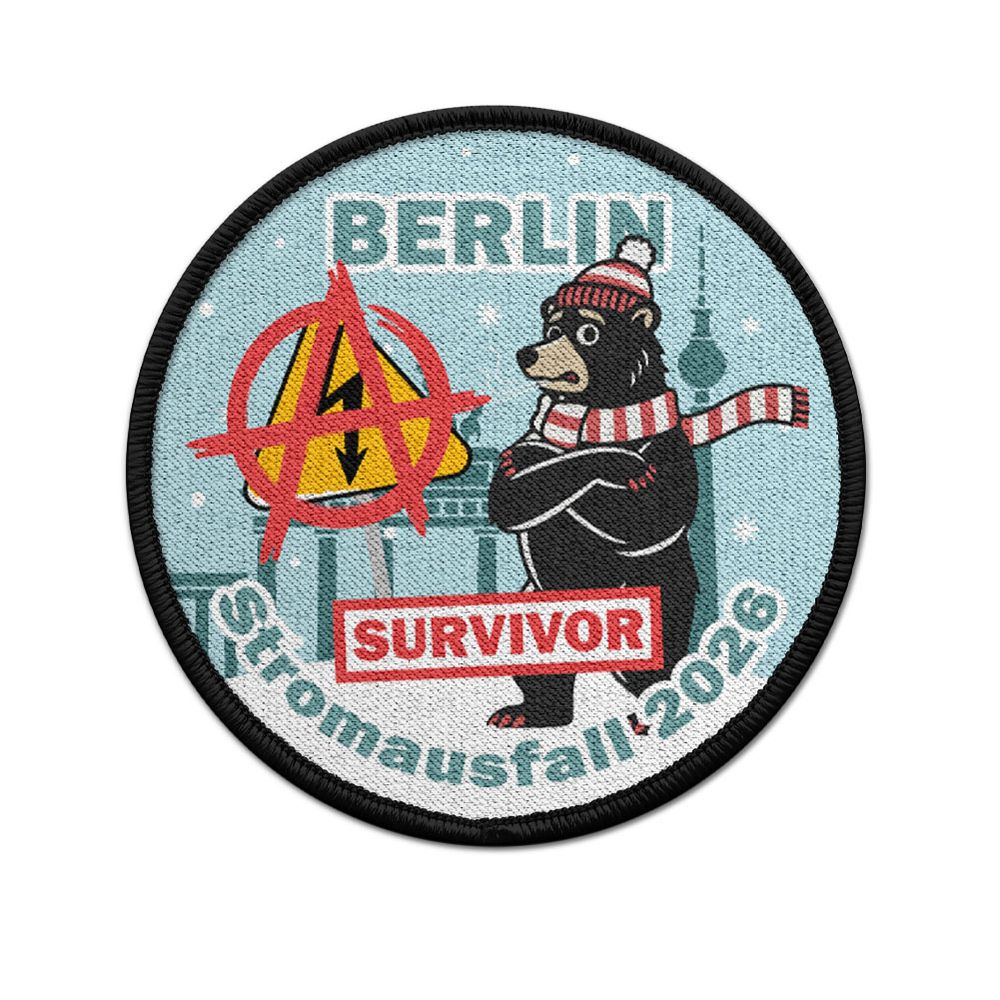 Patch 75mm Berlin Stromausfall 2026 Survivor Bär Blackout Netz Winter Aufnäher Flausch #47218