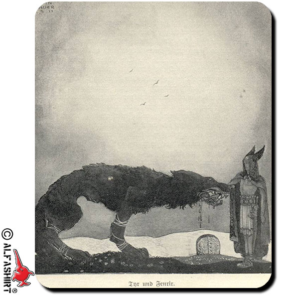 Fenriswolf Fenrir Tyr Gemälde John Bauer 1911 Sohn Loki Sumpfwolf Mauspad #16104