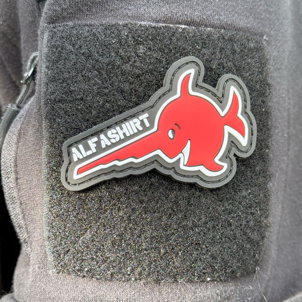 3D Rubber Patch Sägefisch ALFASHIRT Schwertfisch Logo Fisch Militär #22456