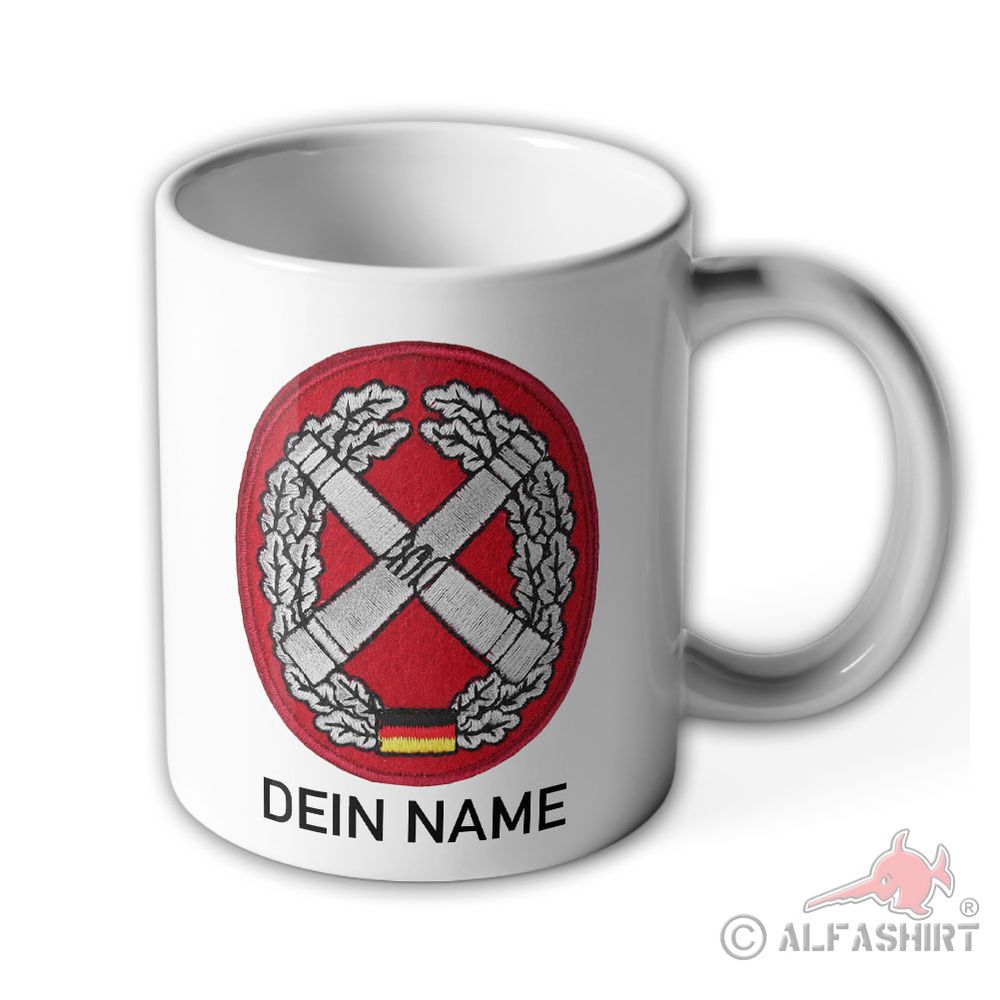 Tasse Becher personalisiert Barettabzeichen Artillerie Geschütz #43196