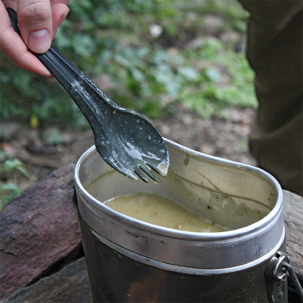 Survival Silverware Spork Wildo Olive Knife Fork Spoon 3in1 Harness BW # 015925