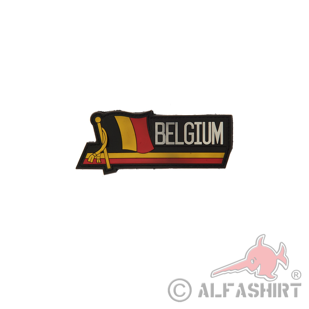 3D Rubber Belgium Wimpel Patch Landesflagge Landeswimpel Alfashirt 4x12 cm#26964