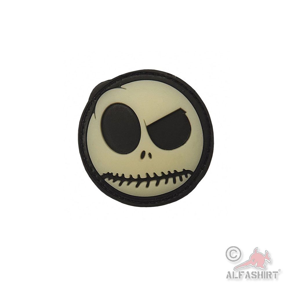 3D Rubber Patch 6cm Skellington Glow in Dark Skull Schädel #45781