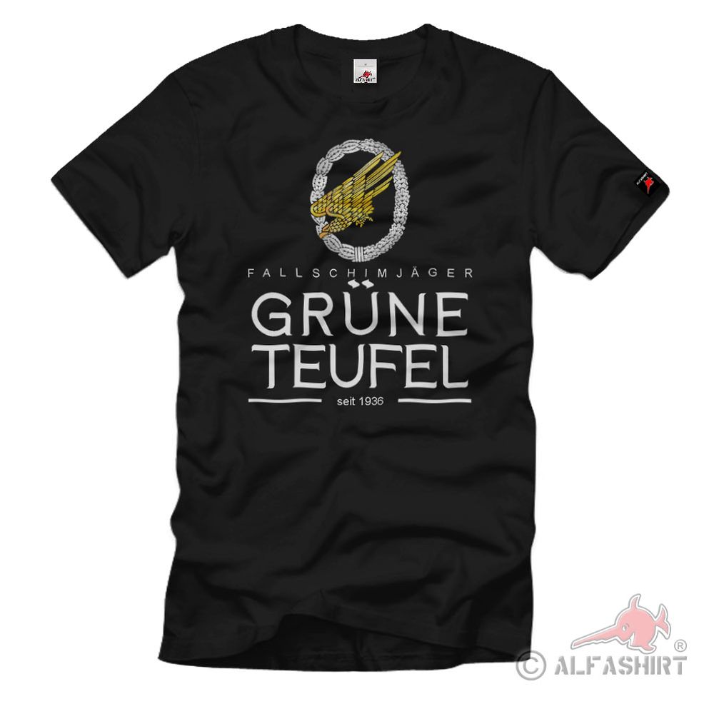 Fallschirmjäger GRÜNE TEUFEL FschJg Abzeichen WW2 Bundeswehr T-Shirt #35234