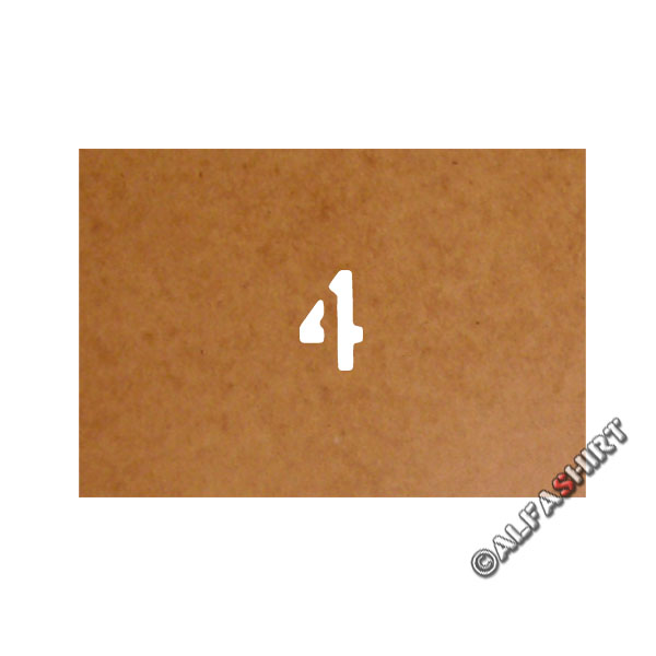 4 vier four Startnummer Stencil Ölkarton Lackierschablone 2,5x1,5cm #15265