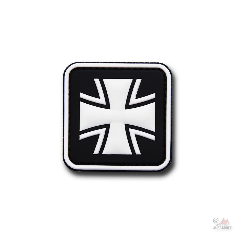 3D Rubber Patch Bundeswehr Kreuz schwarz weiß Army Veteran Abzeichen 5x5cm#30632