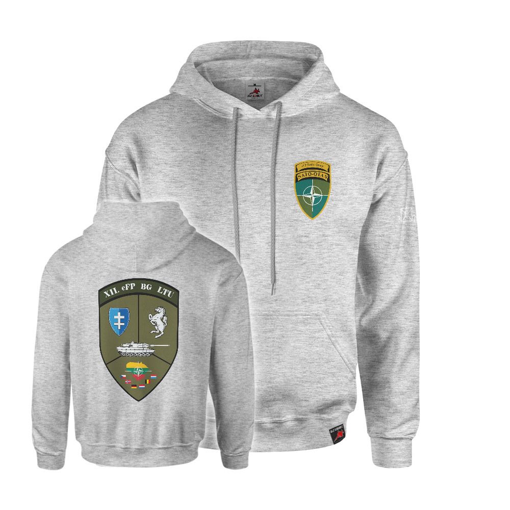 Hoodie Grau XII. eFP BG Battlegroup Kontingent LTU Litauen Wappen #46782