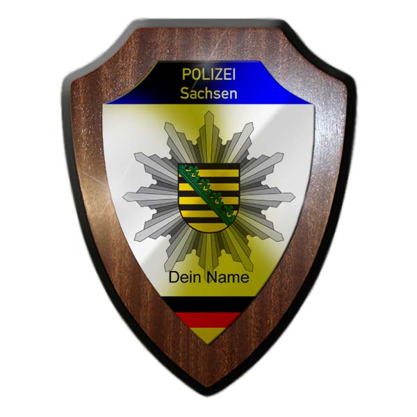 Coat of arms shield police Saxony Personalized your name coat of arms badge # 29161