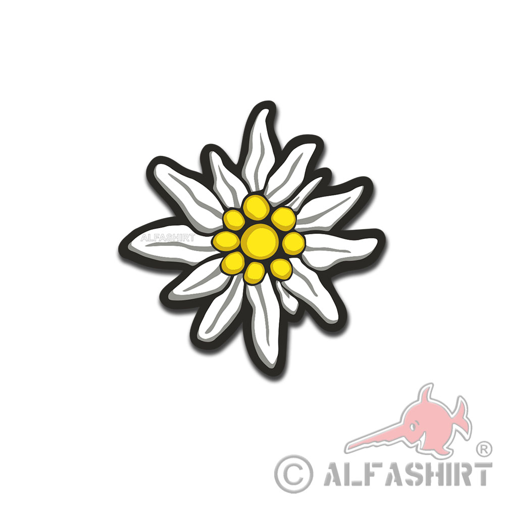 3D Rubber Edelweiss PVC Patch Premium Bayern Alpen Blume  6cm#37074