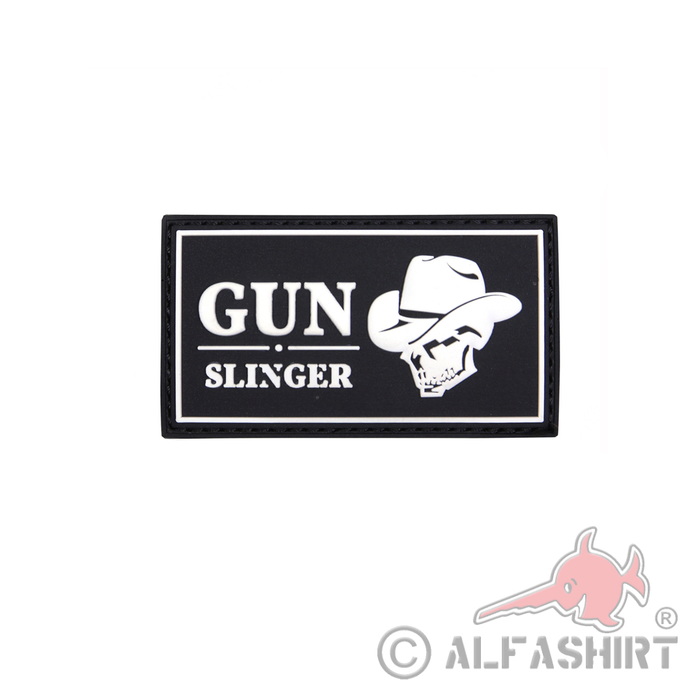 Gun Slinger Western Cowboy Moral Salon Sheriff USA 3D Rubber Patch 4x7cm #27117