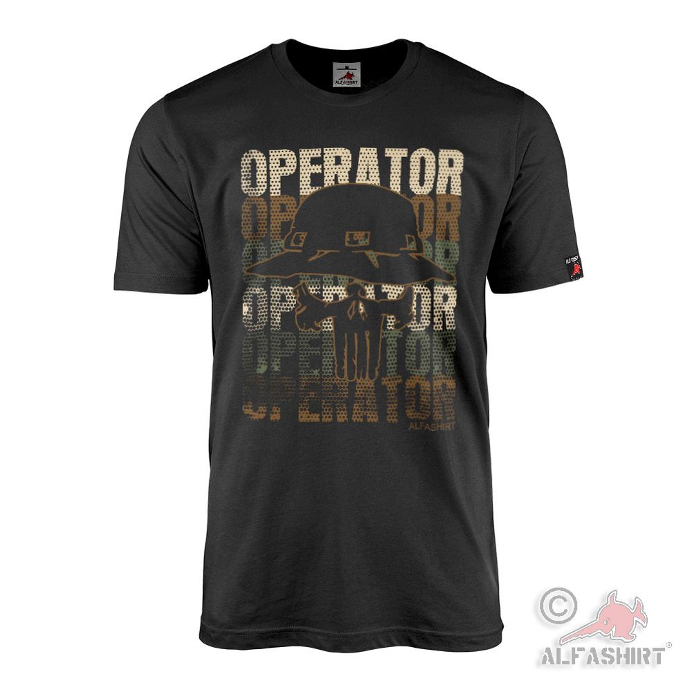 OPERATOR Skull Veteran Commando Soldier ISAF Mission Alfashirt T-Shirt#45908