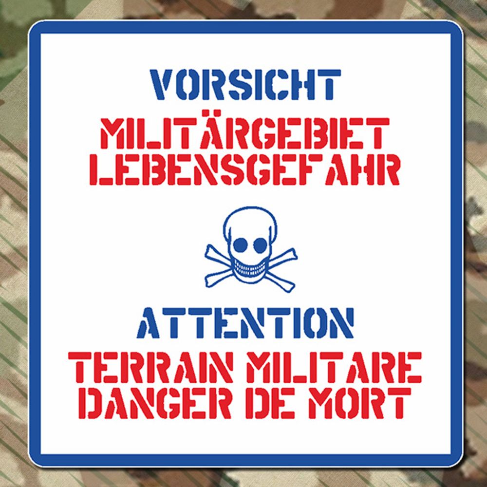 Attention Military Area Attention Terrain Militare Danger Wall Decal 30x29cm A311