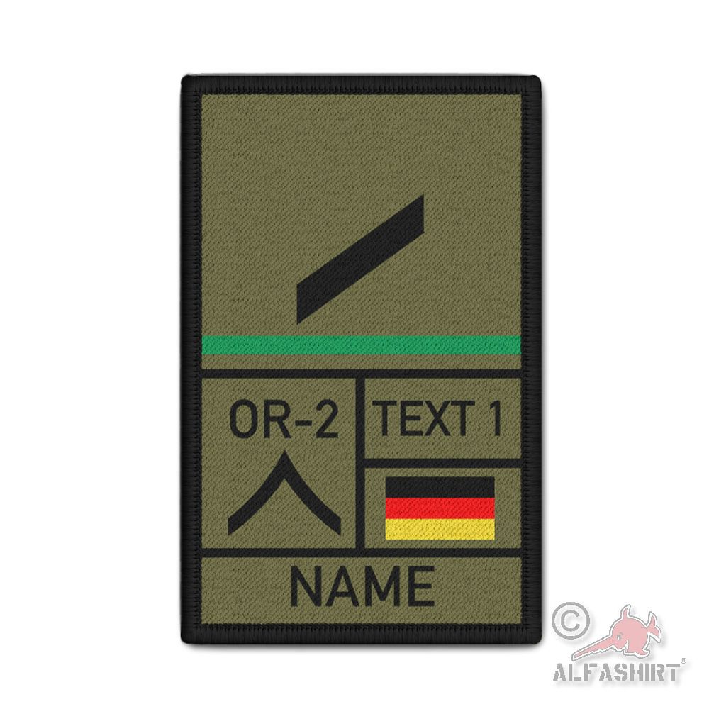 Patch Dienstgrad Gefreiter OR-2 Truppengattung Waffenfarbe Jäger Grün  #45482