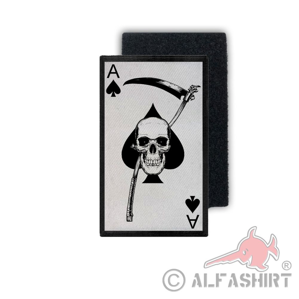 Rank Patch Ace of Spades Sensemann Totenkopf sense Tod der Tot 9,8x6cm#34193