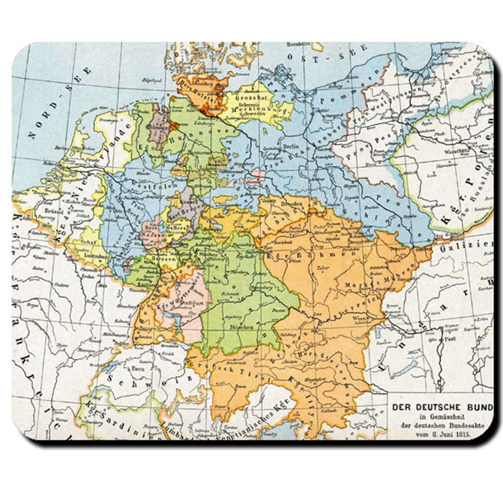 Deutschland 1815 Karte Landkarte Preußen Hessen Bayern - Mauspad #7900