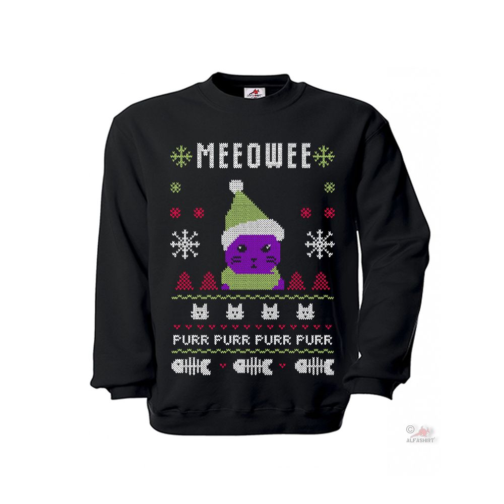 Pullover Meeowee Purr Katze Weihnachten Winter Geschenk Strickmuster #35837