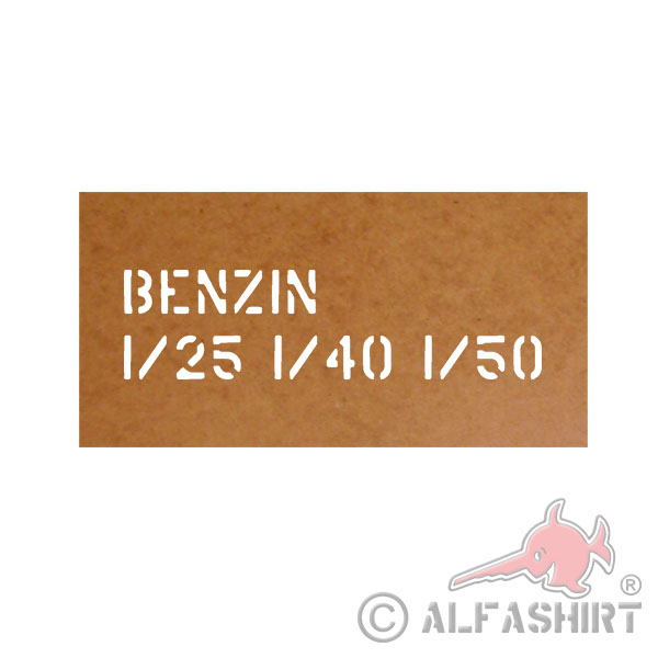 Ölkarton Lackierschablone Benzin 1-25 1-40 1-50 Mischung Tank 6x24cm #17775
