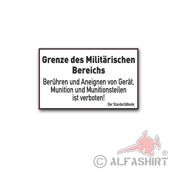 Border of the Military Area Sticker Bundeswehr 20x18,5cm # A3992