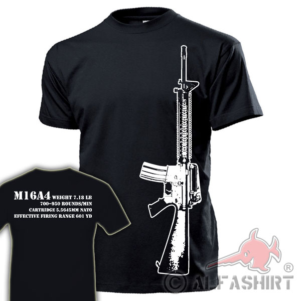 M16A4 with Data Us Army Navy Marine Corps Military Gun Assault T-Shirt #17863