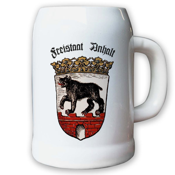 Krug / Bierkrug 0,5l - Freistaat Anhalt Sachsen-Anhalt Landeswappen Dessau #9453