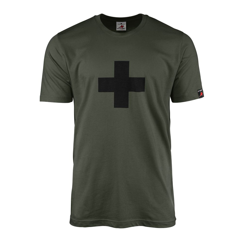 T-Shirt oliv Kreuz Sanitäter Erste Hilfe Medizin Humanmedizin Helfer #43746