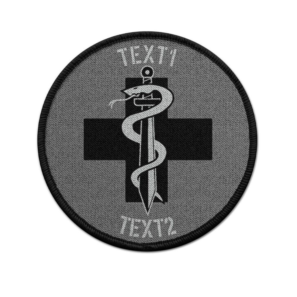 Patch rund personalisierbar 75mm Wunschtext Medic Paramedic Sani Schlange #43628